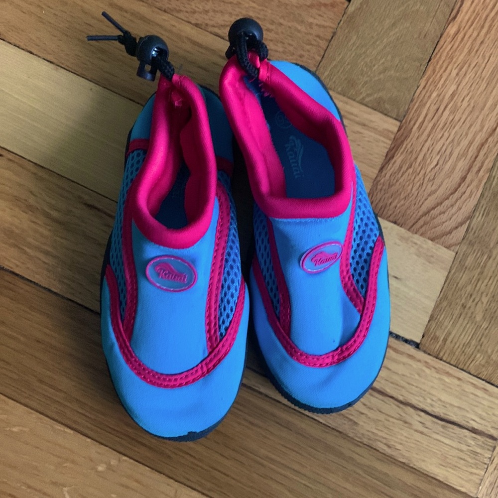 Kauai Water Shoes / Booties - Blue and Pink with Drawstring - Size 9.5